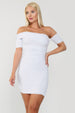 Ruched Bardot Bodycon Mini Dress by Avinci