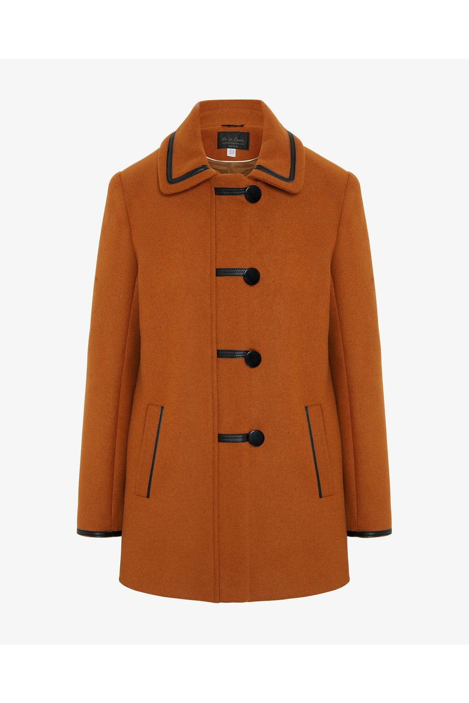 De La Creme Womens Wool Blend Contrast Trim Coat De La Creme