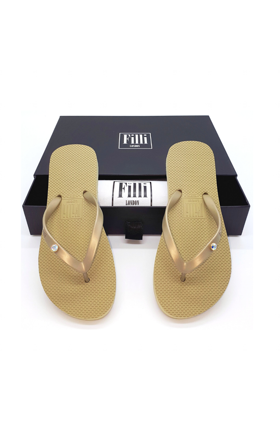 Aurora Crystal Luxury Flip Flops - Gold 4449783840857