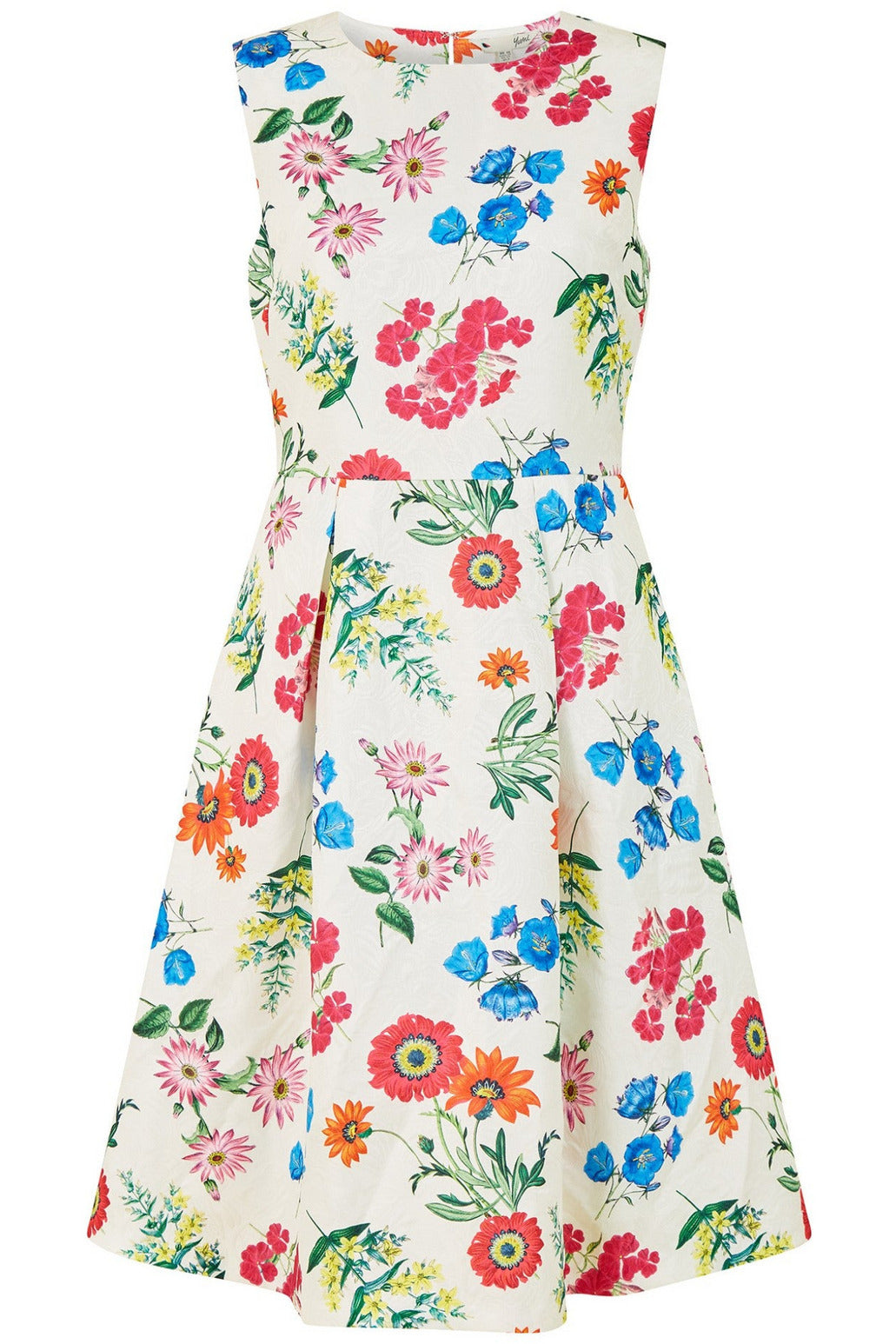 Yumi Ivory Botanical Floral Jacquard Skater Dress | Goddiva