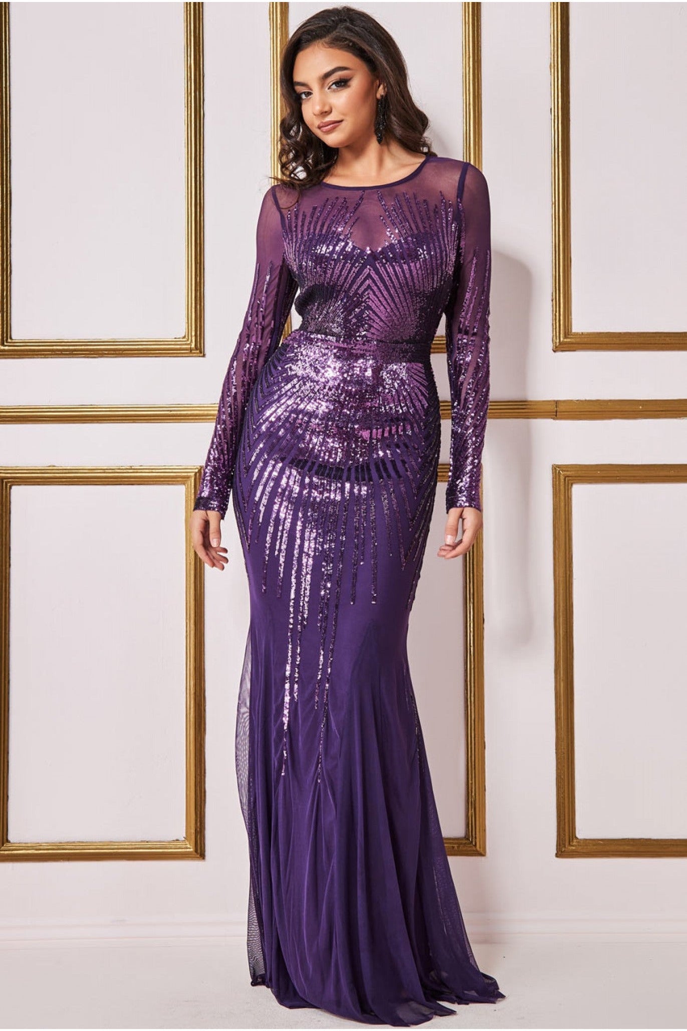 Shooting Star Sequin Maxi Dress - Purple DR3276