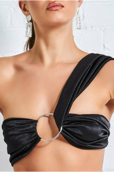Black - Ring Detail Bralette - Black by Goddiva