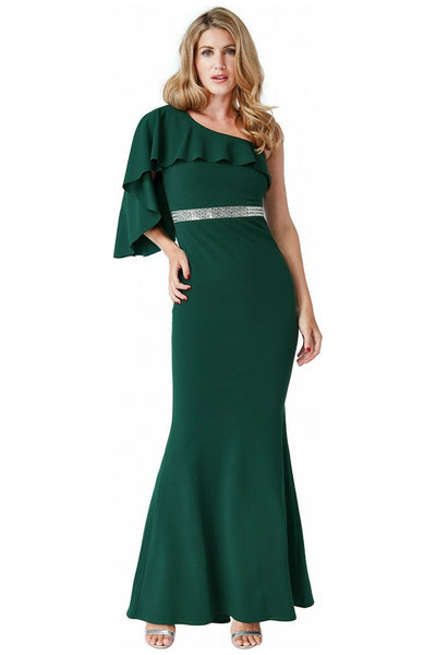 Emerald - Off The Shoulder Flair Maxi Dress - Emerald by Goddiva