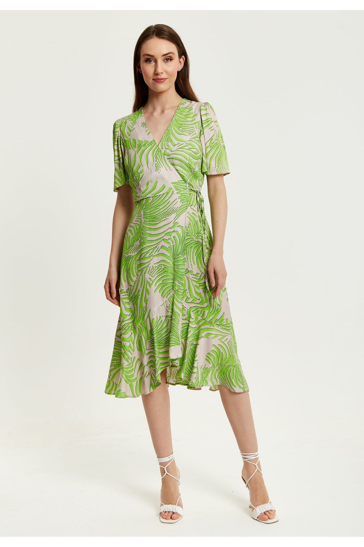 Tropical Print Midi Wrap Dress LIQSAVTP1406