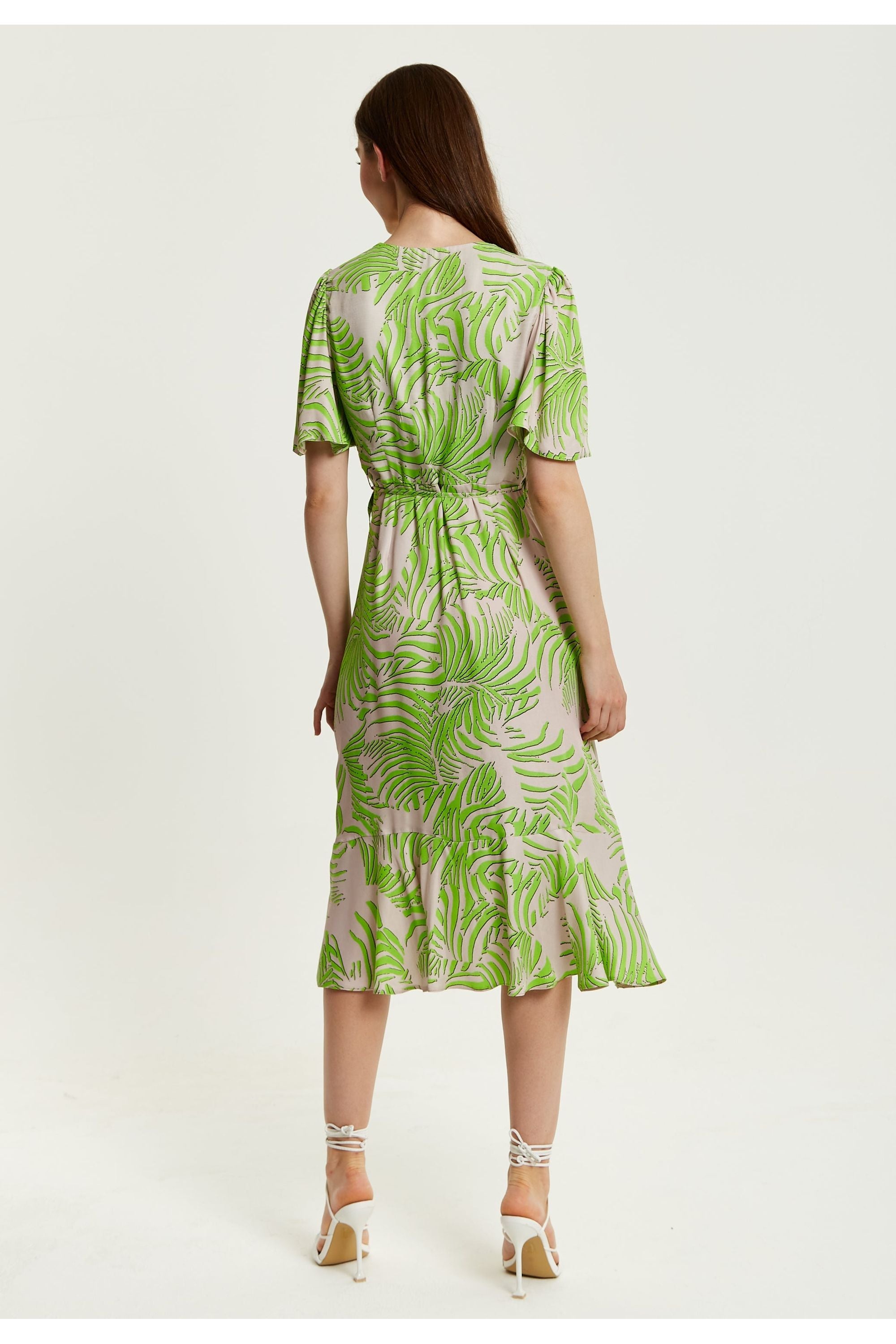 Tropical Print Midi Wrap Dress LIQSAVTP1406