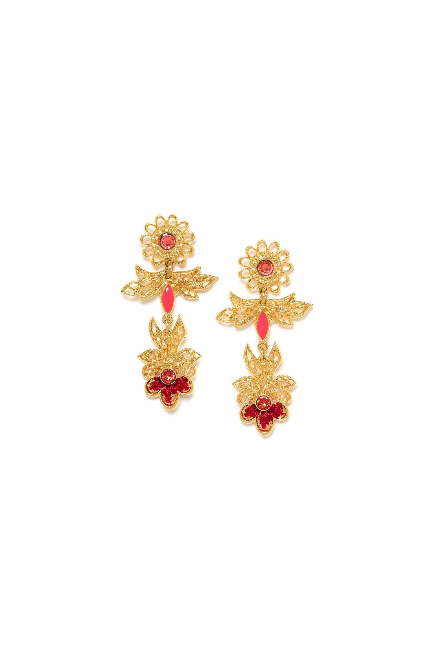 Flower Post Dangle Earrings (cherry) 12-68432