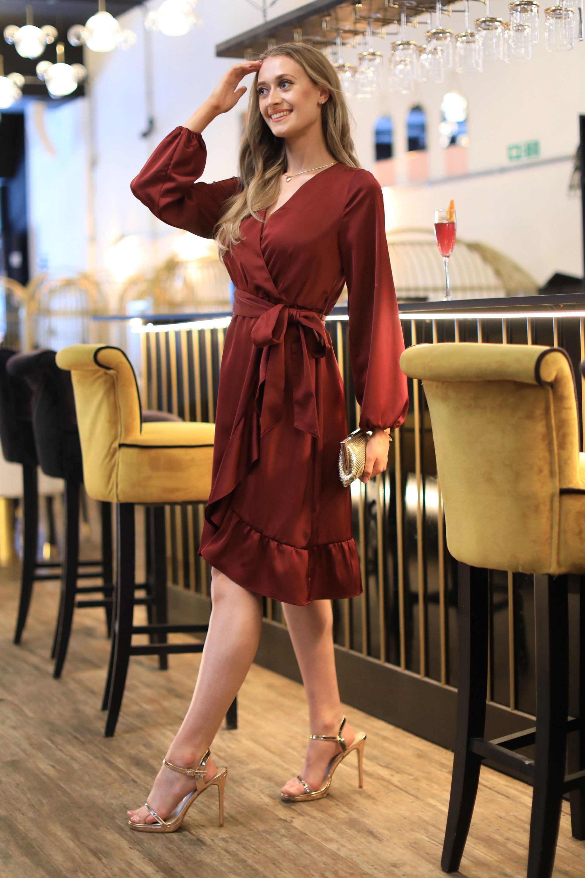 Red Frill Wrap Dress DR0000122