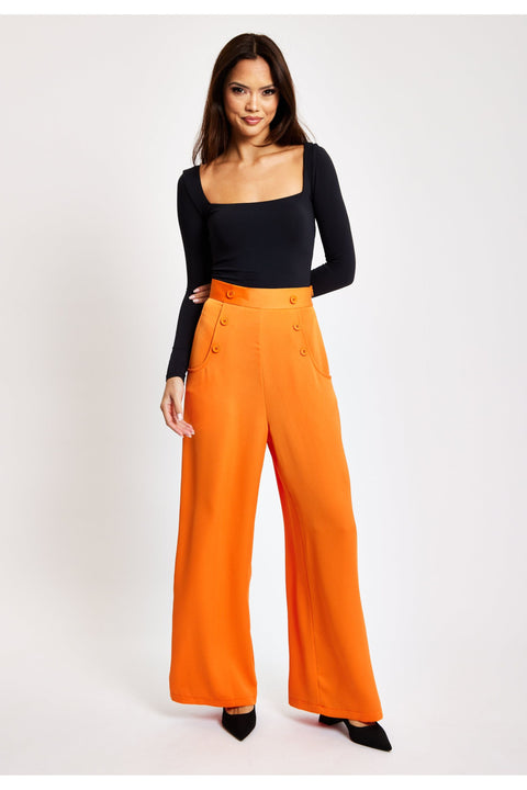 Orange Wide Leg Trousers by Liquorish