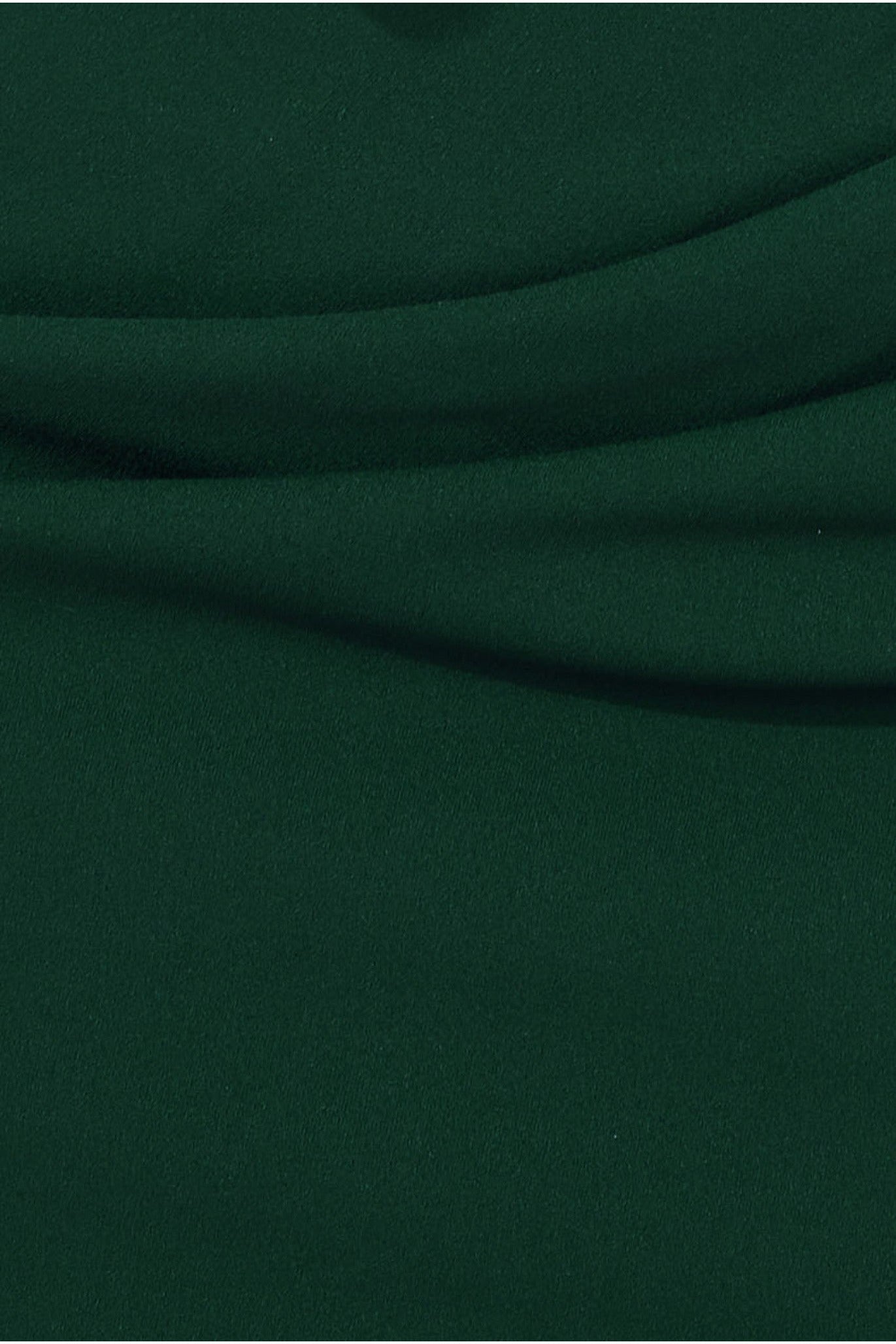 Satin & Scuba Off The Shoulder Midi Dress - Emerald DR3484