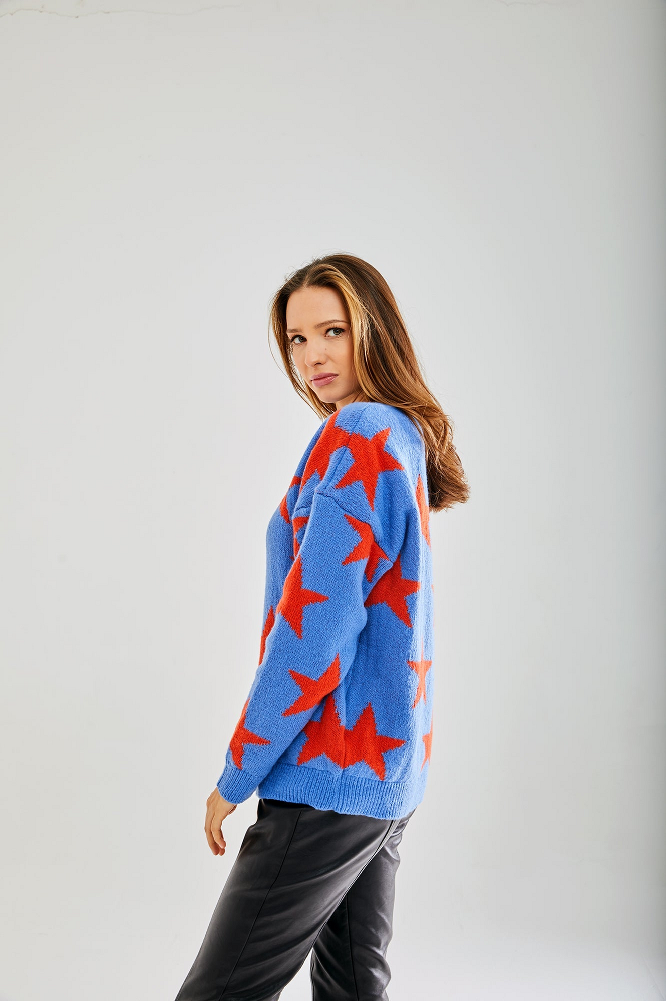 Red Star Jumper In Blue D8-LIQKN-206