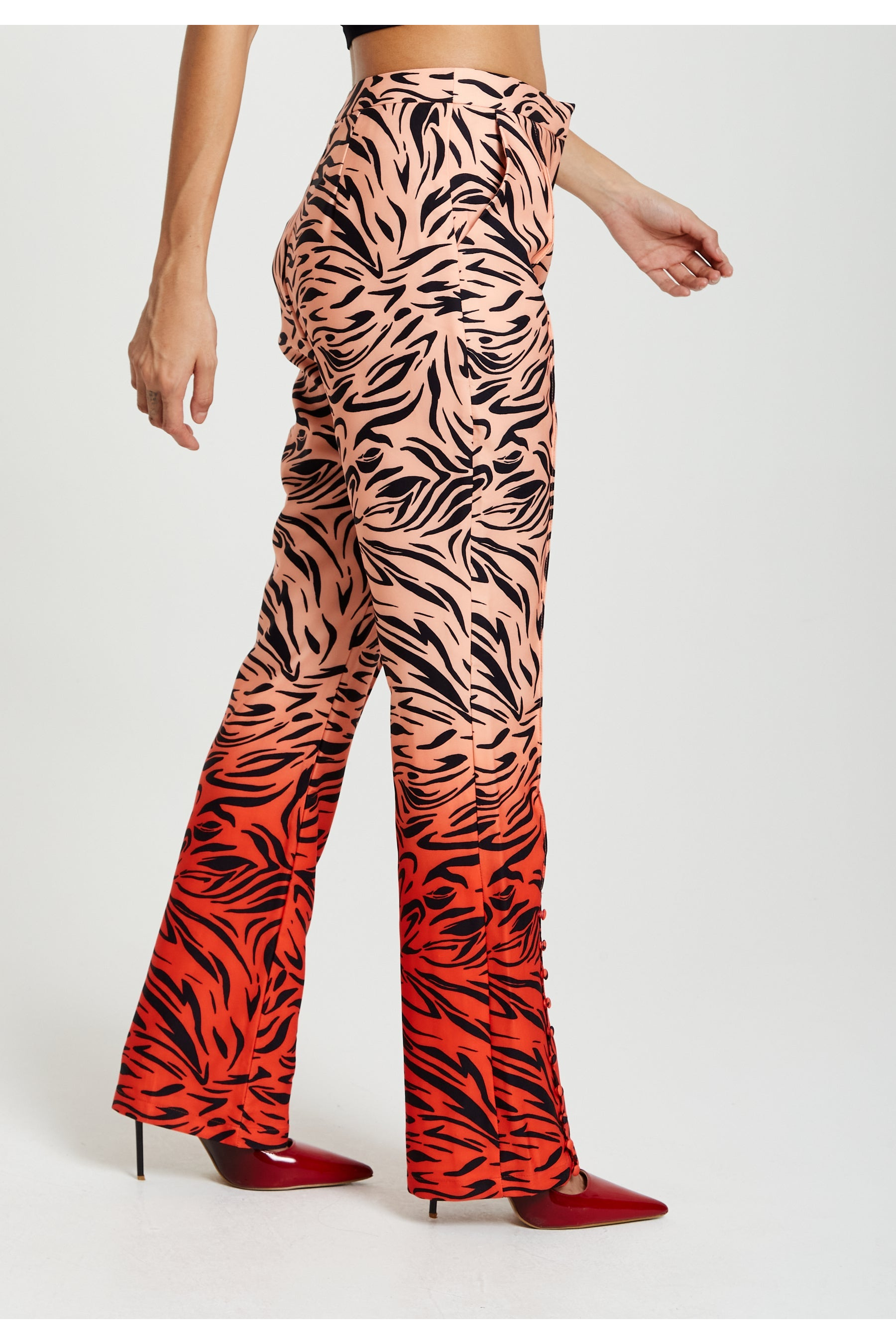 Zebra Print Suit Trousers With Slit Detail B9-LIQ21-230