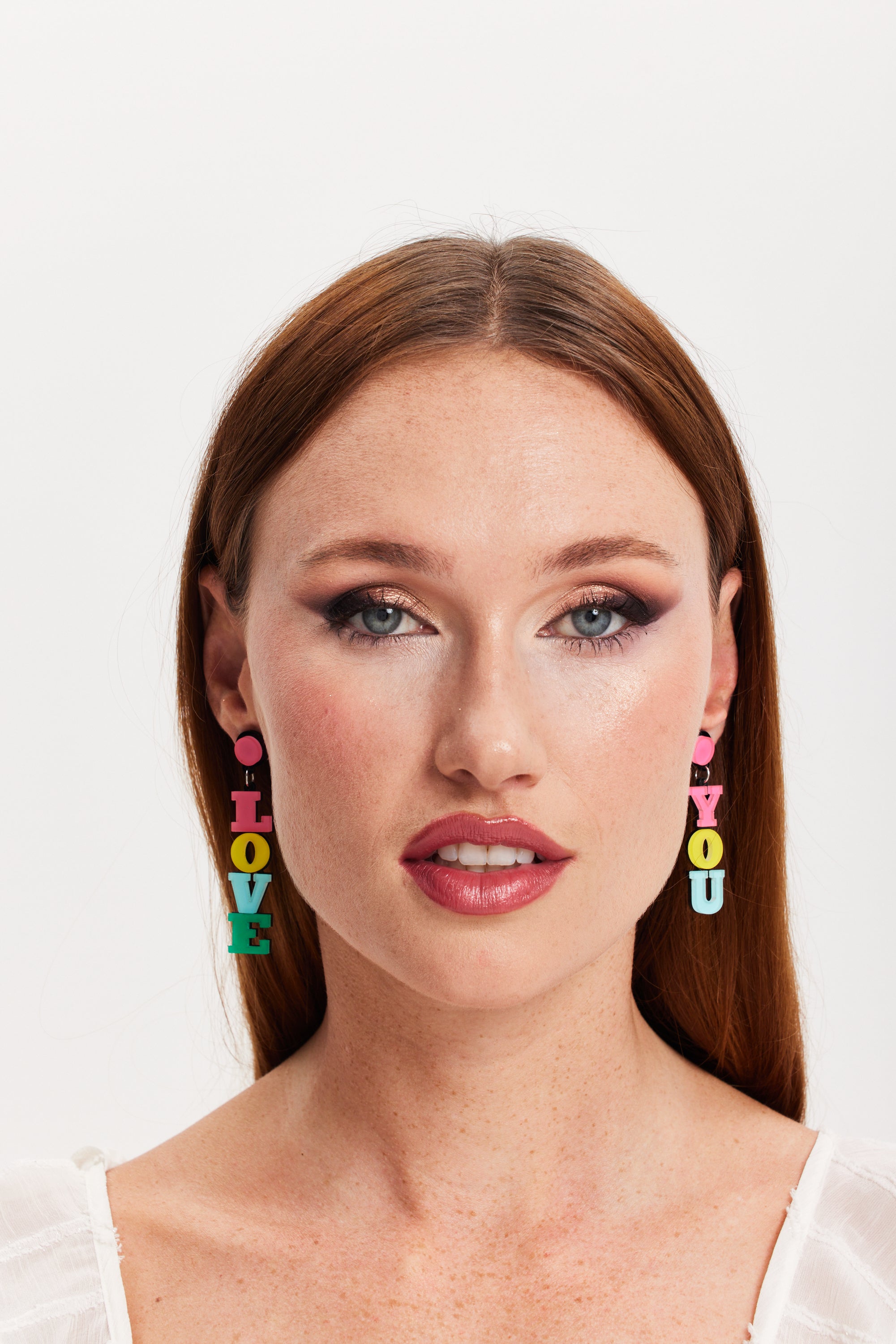 Love You Drop Style Earrings In Multi Colour SS24ER24