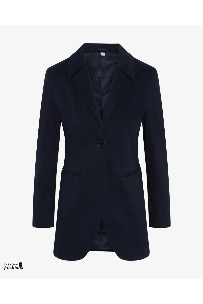 De La Creme Womens Curved Hem Longline Blazer De La Crème