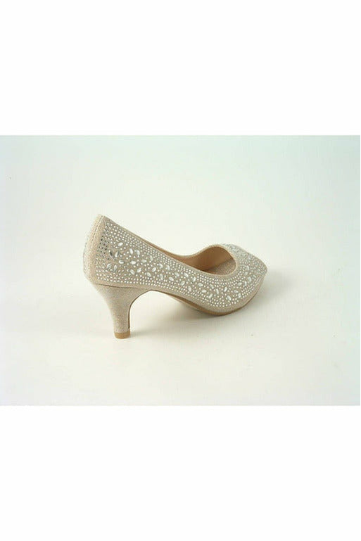 Margo Glitter Diamante Mid Heel Peep Toe Shoe PD119-13