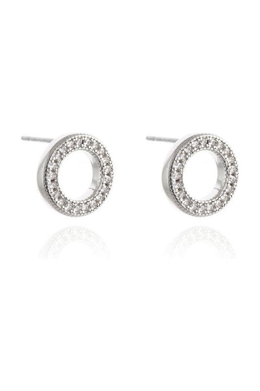 Halo Earrings Plated In Rhodium 411216R322