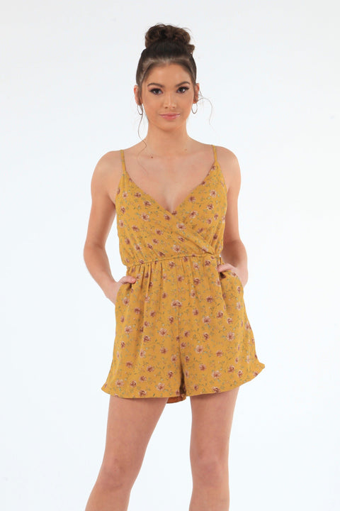 Yellow Floral Playsuit by Double Second