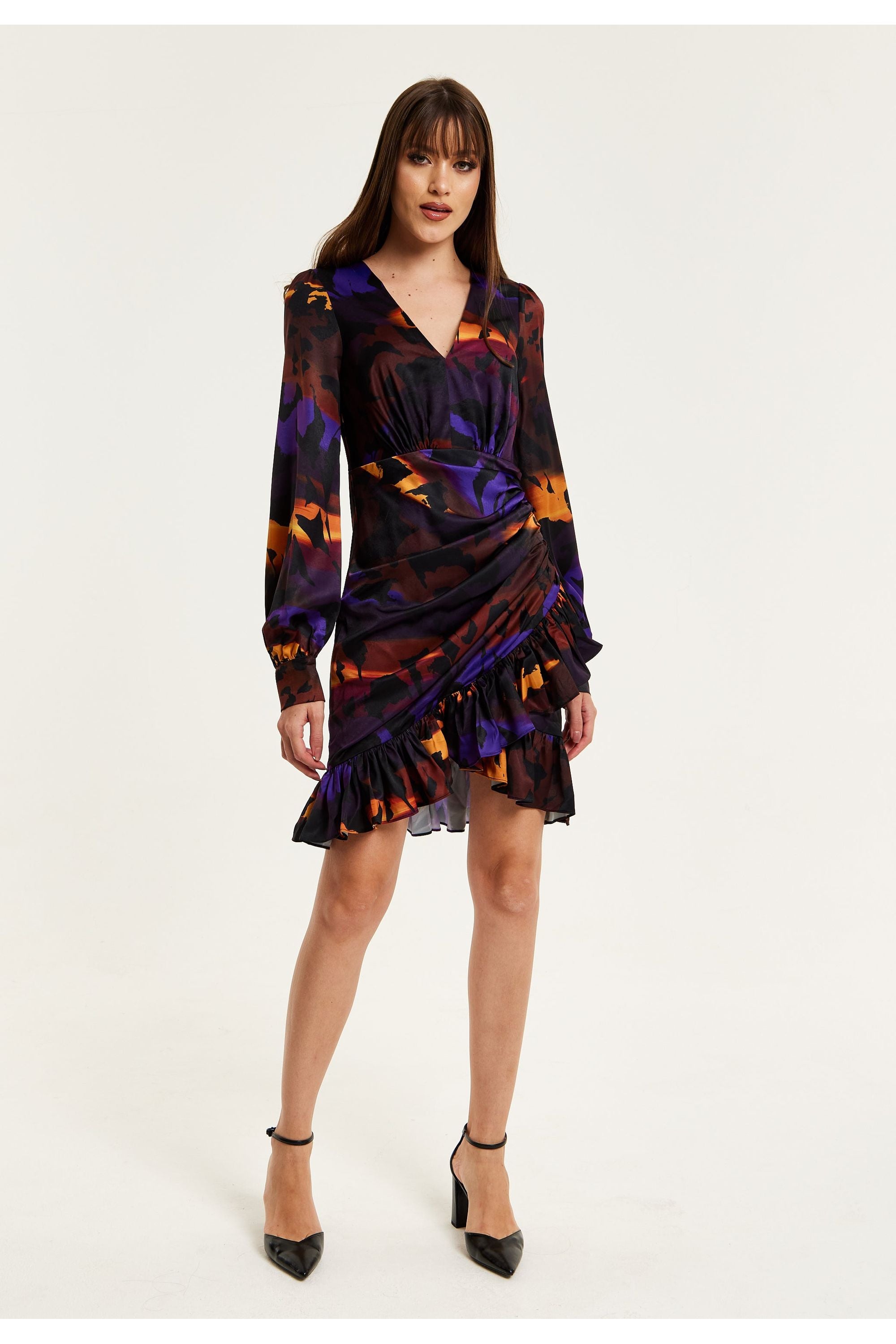 Abstract Print Mini Dress With Frill Details G21-LIQ23AW012