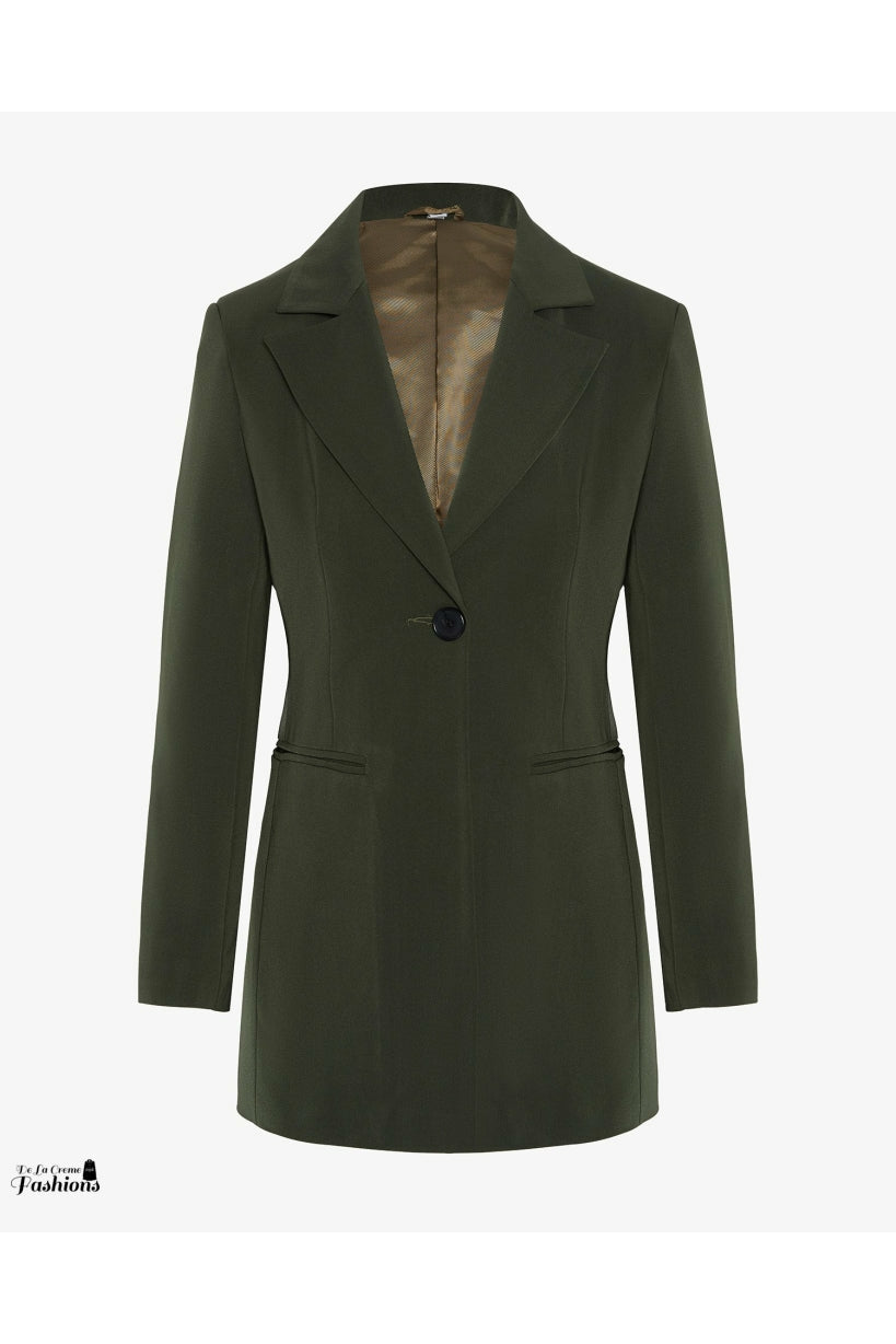De La Creme Womens Collared Formal Longline Blazer De La Crème