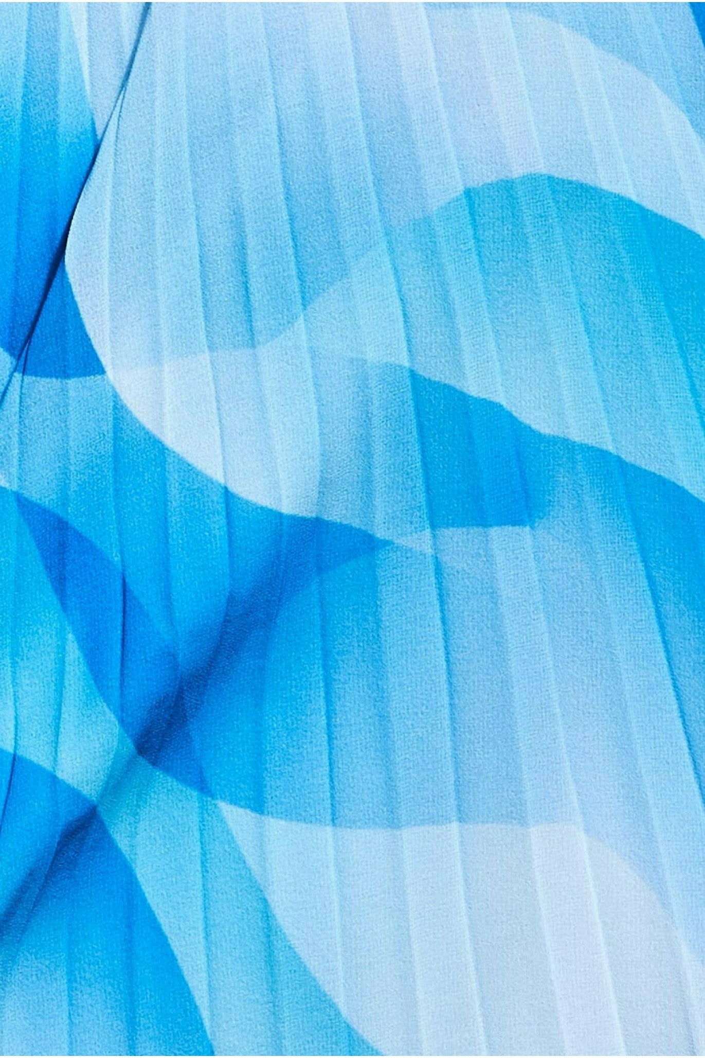 Printed Chiffon Pleated Maxi Dress - Blue DR3416