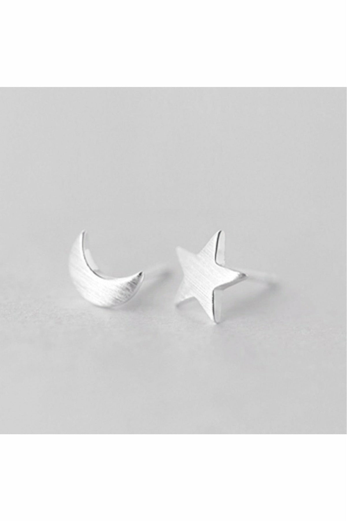 Moon & Star Earring In Matt Sterling Silver EAQ01S