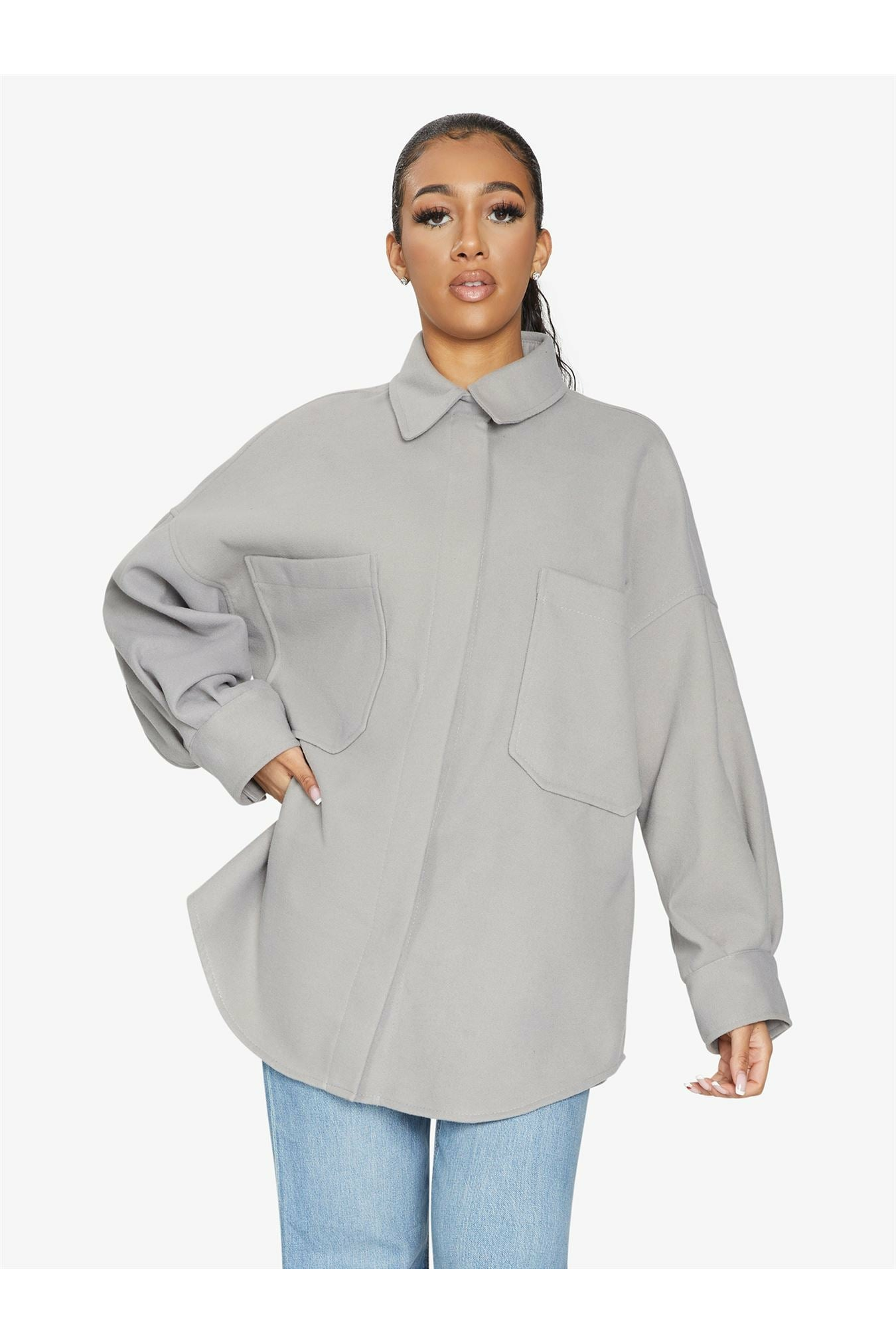 Oversized Patch Pocket Shacket De La Creme