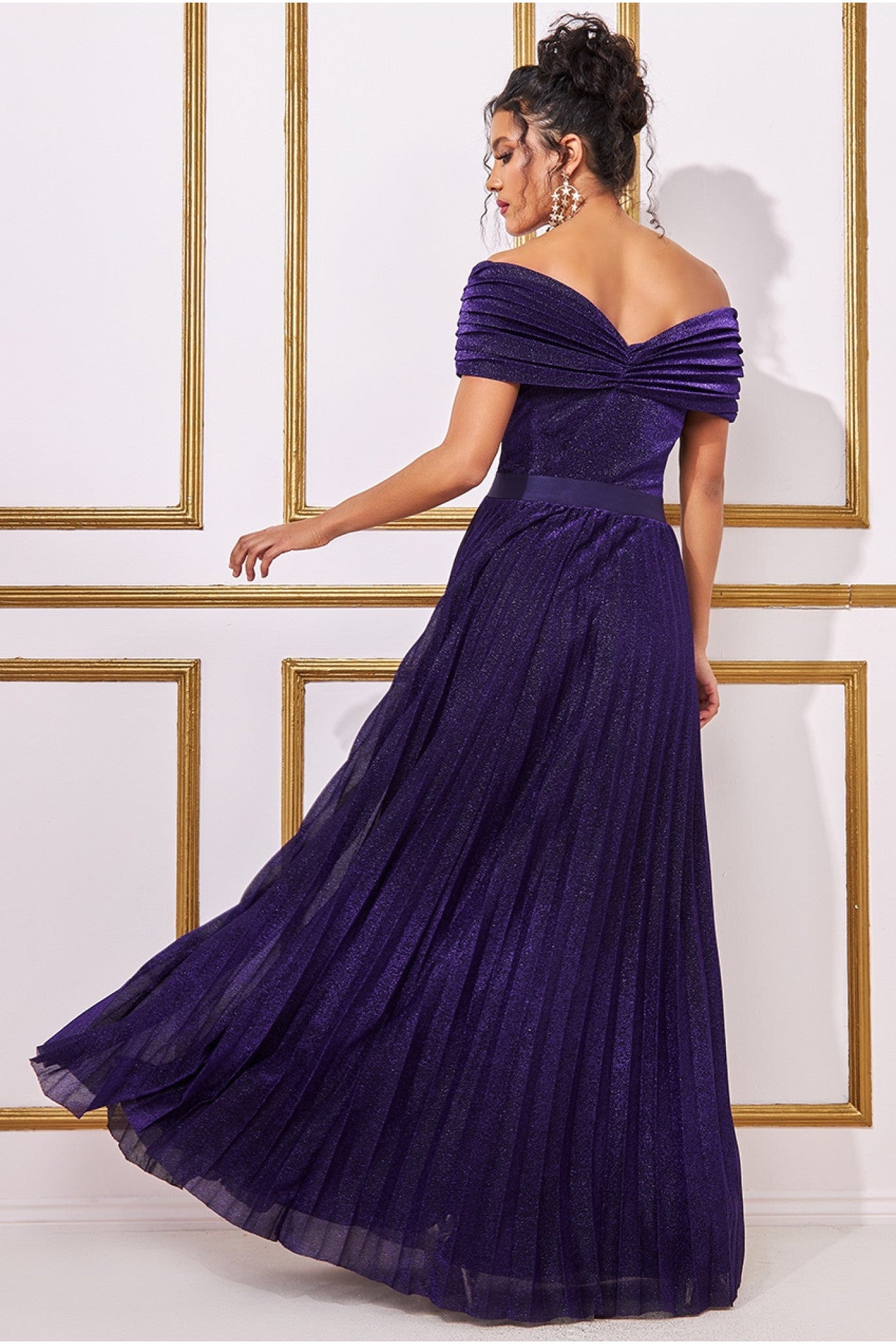 Bardot Pleated Skirt Maxi - Purple DR3096A
