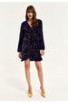 Liquorish Royal Blue Velvet Based Multicolour Sequin Mini Wrap Dress