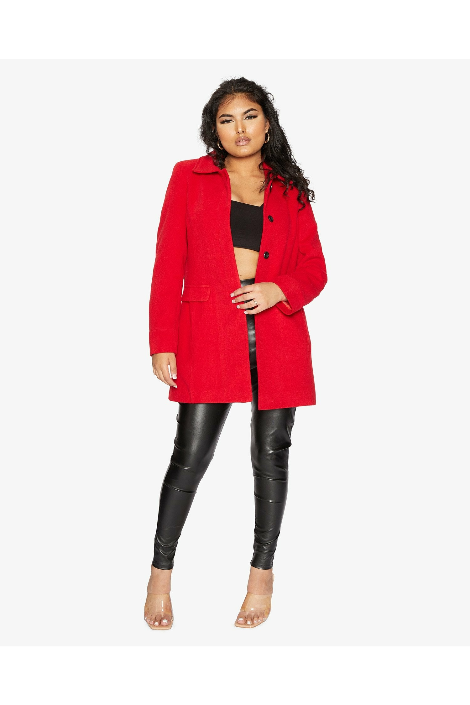 Hip length wool coat on sale