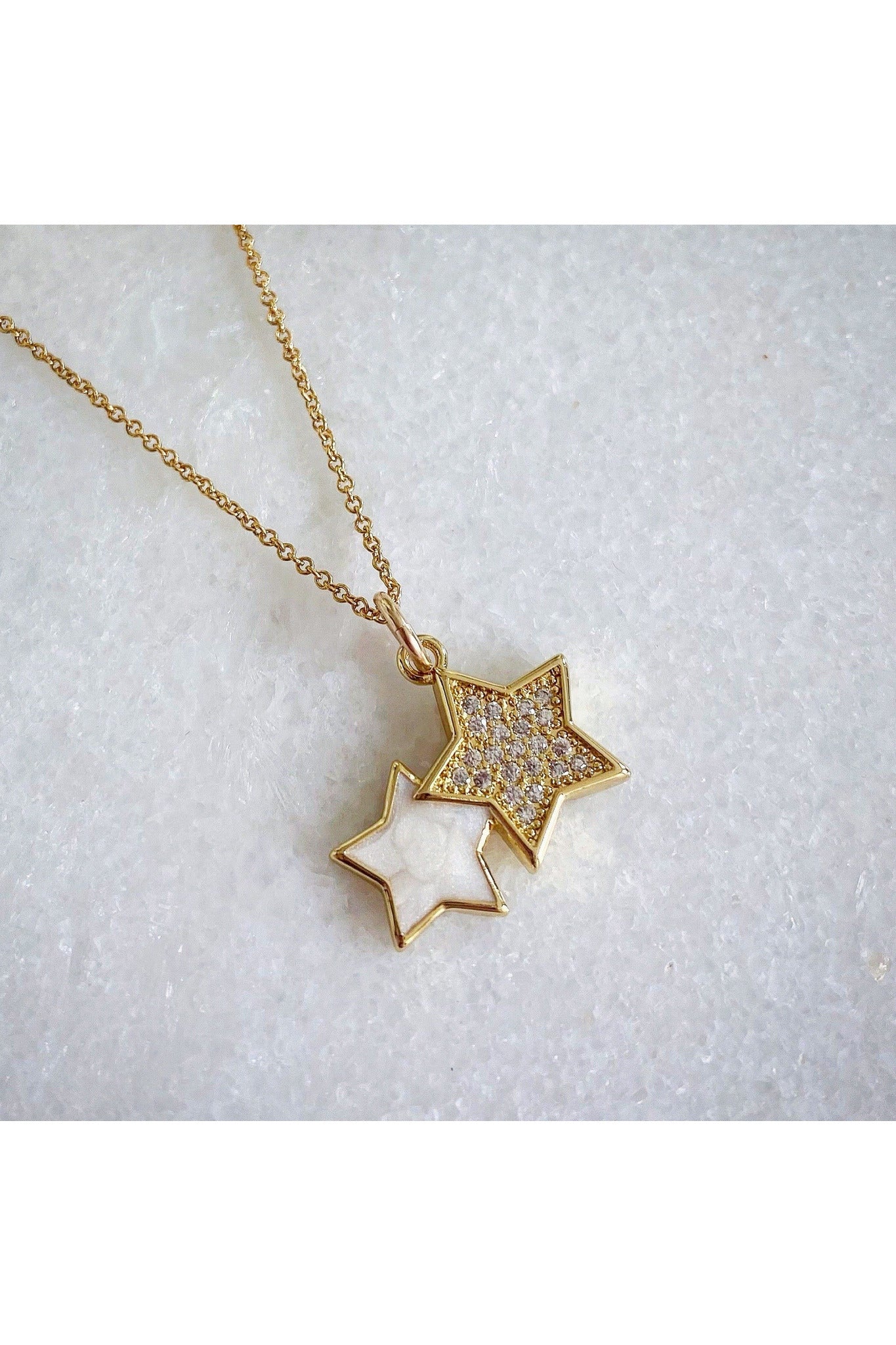 Clara Gold Double Star Necklace CLARANL