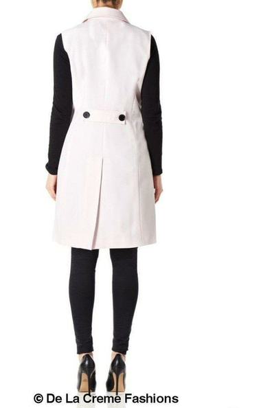 De La Creme - Womens Spring/Summer Sleeveless Hip Length Blazer Coat De La Crème