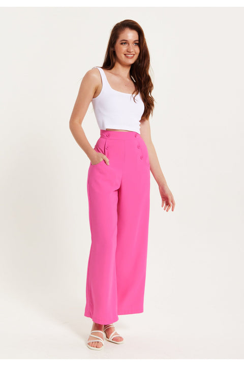 Pink Wide Leg Trousers by Liquorish