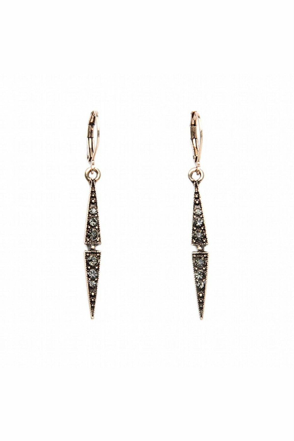 Thin Drop Crystal Earring In Gold & Pewter LTE04G