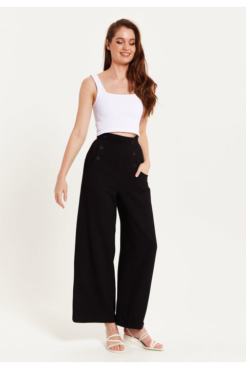 Black Wide Leg Trousers by Liquorish