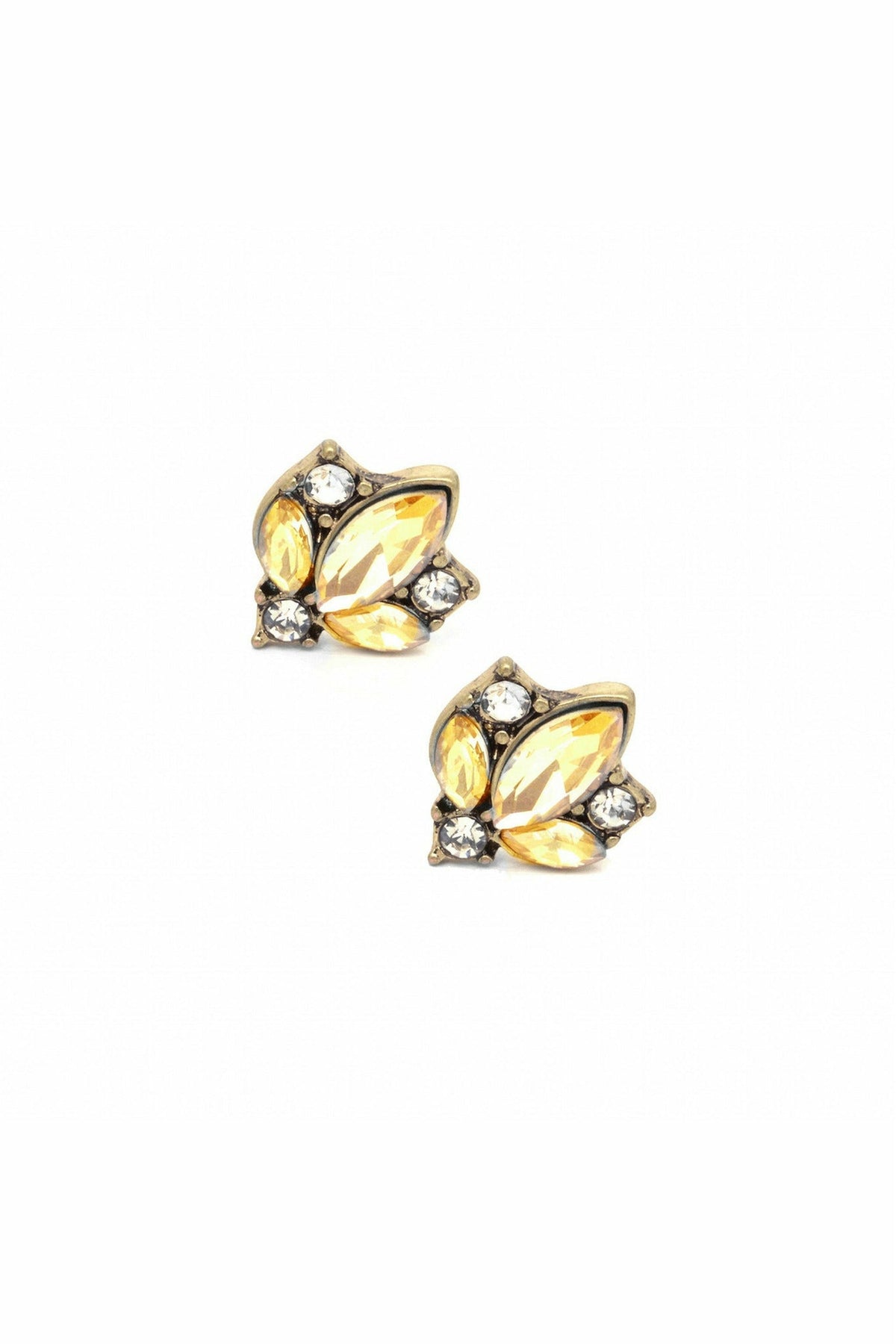 Crystal Cluster Earring In Yellow & Gold LTE33Y