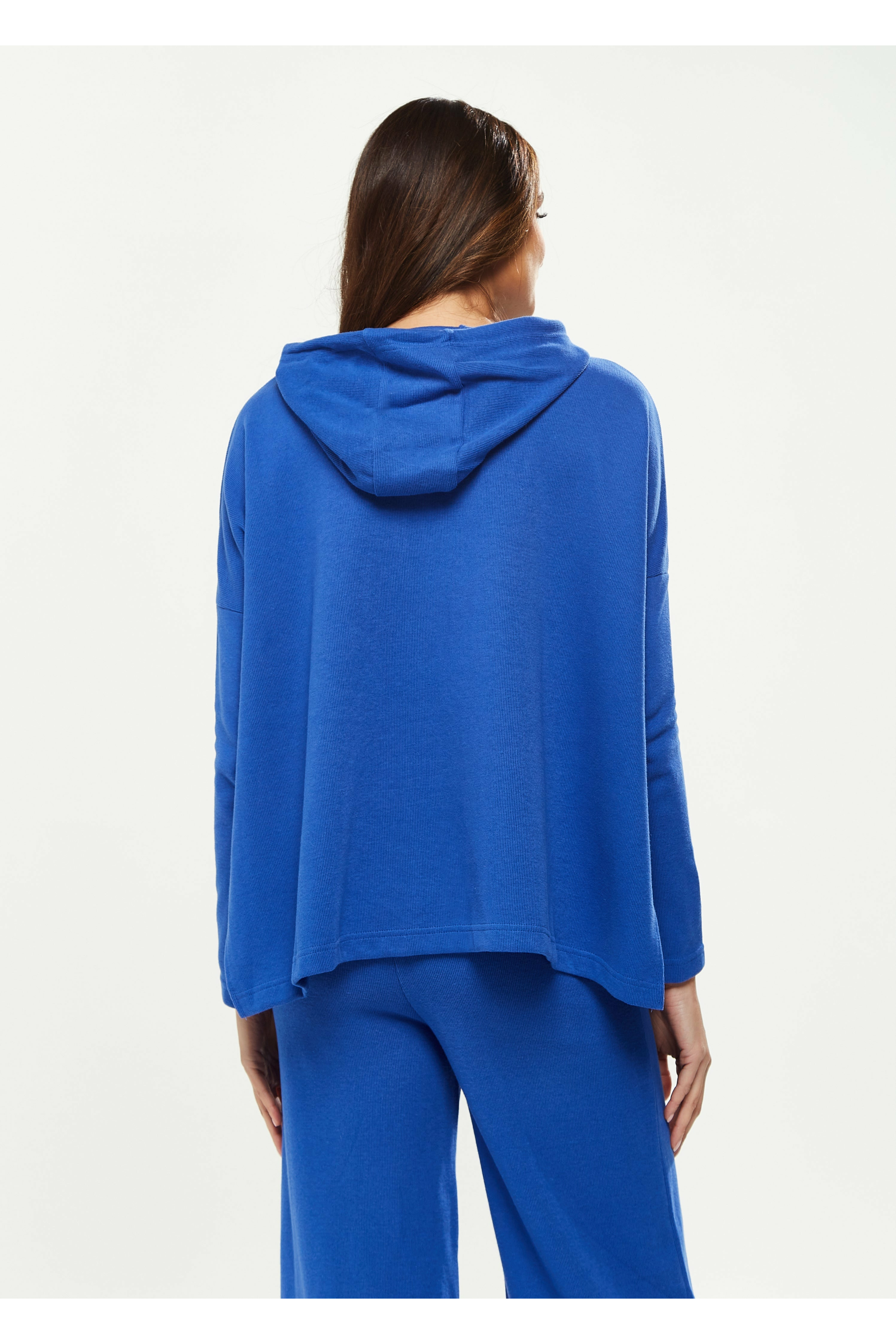 Hooded Sweatshirt With Front Pocket In Blue LIQ21-169B