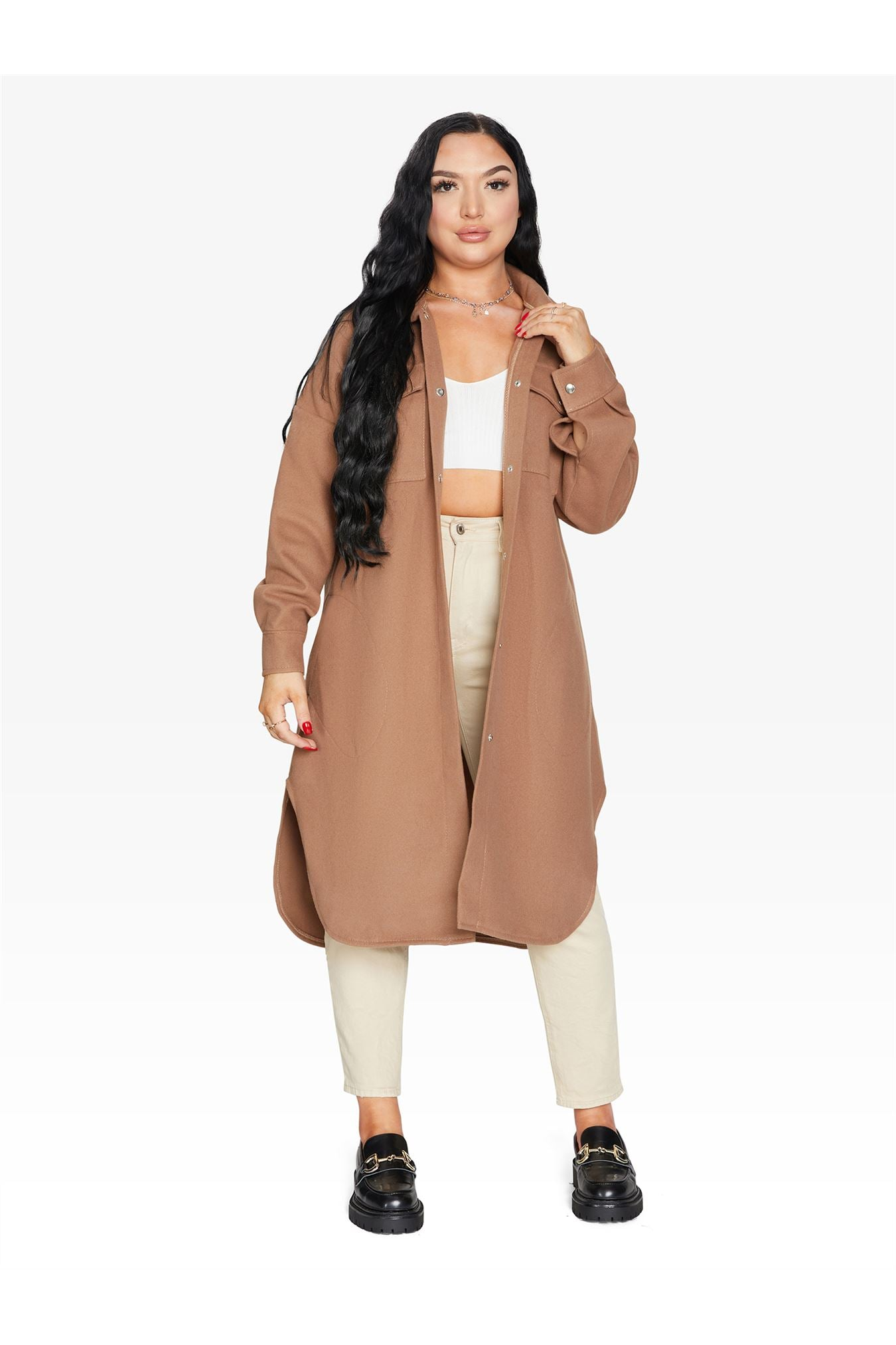 Oversized Longline Shacket De La Creme
