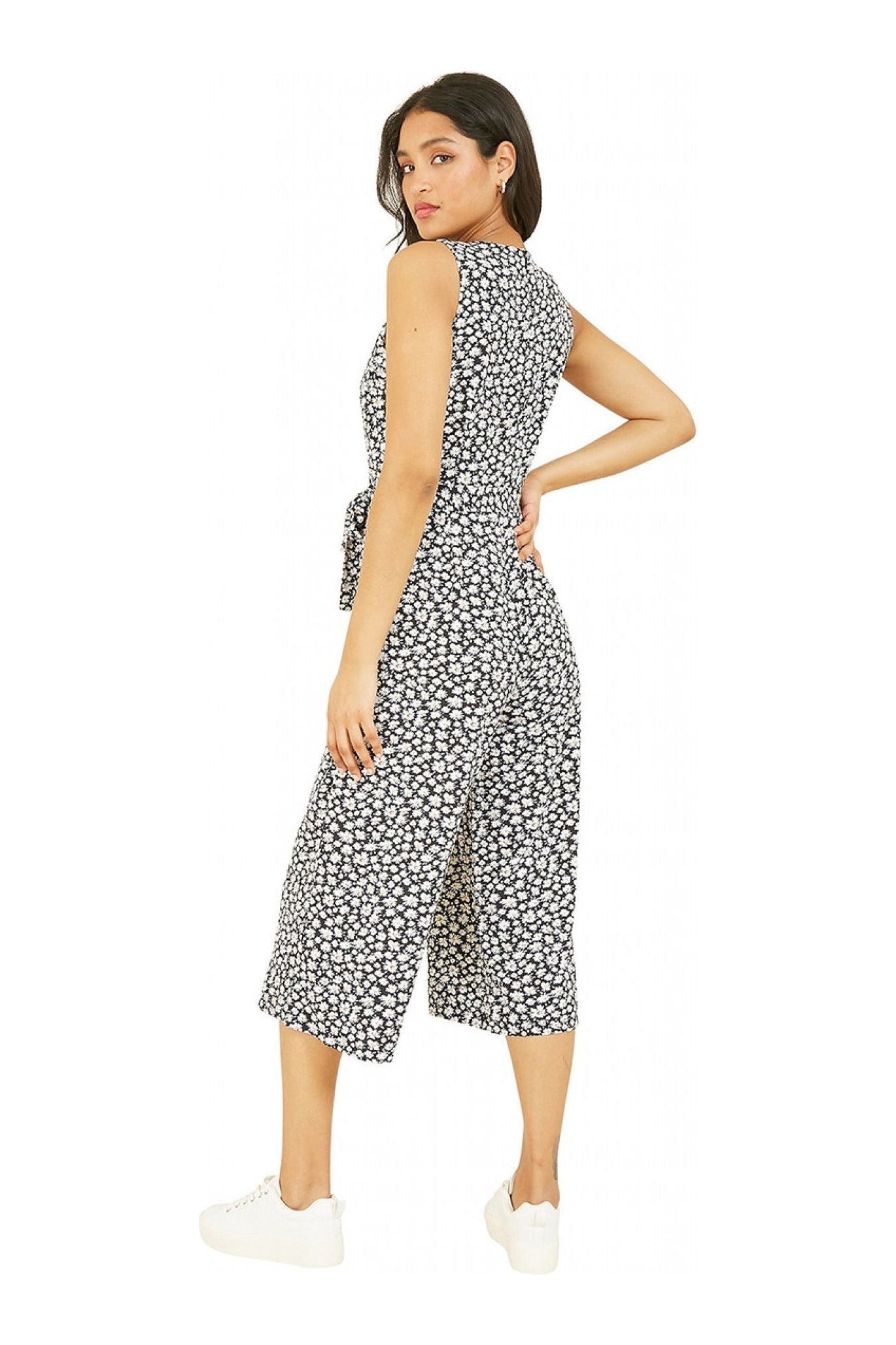 Black Ditsy Daisy Culotte Jumpsuit ML6723018