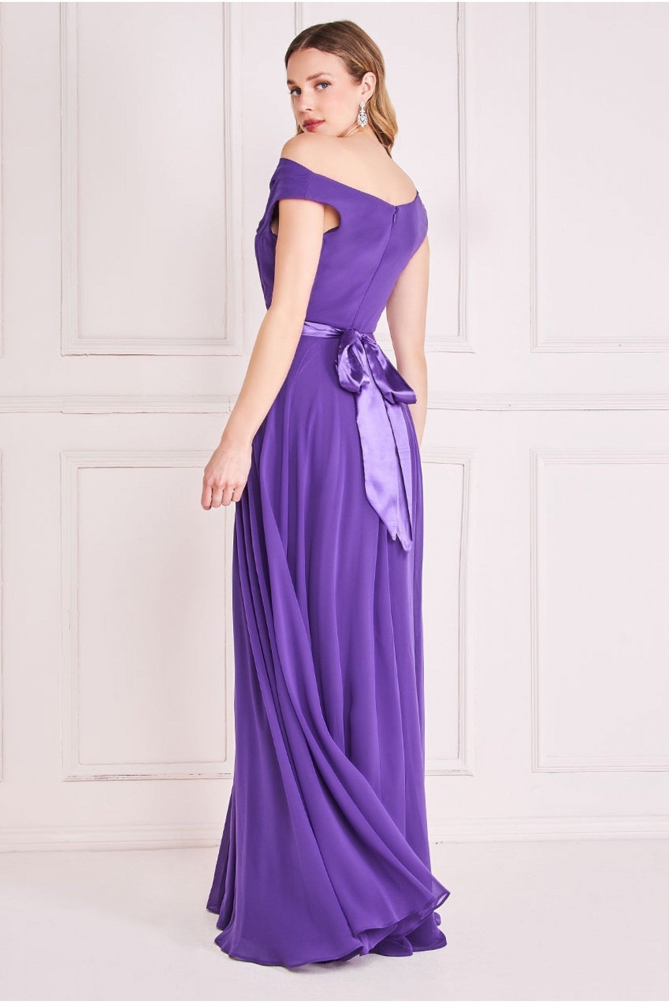 Cowl Neck Chiffon Maxi Dress - Purple DR3335A