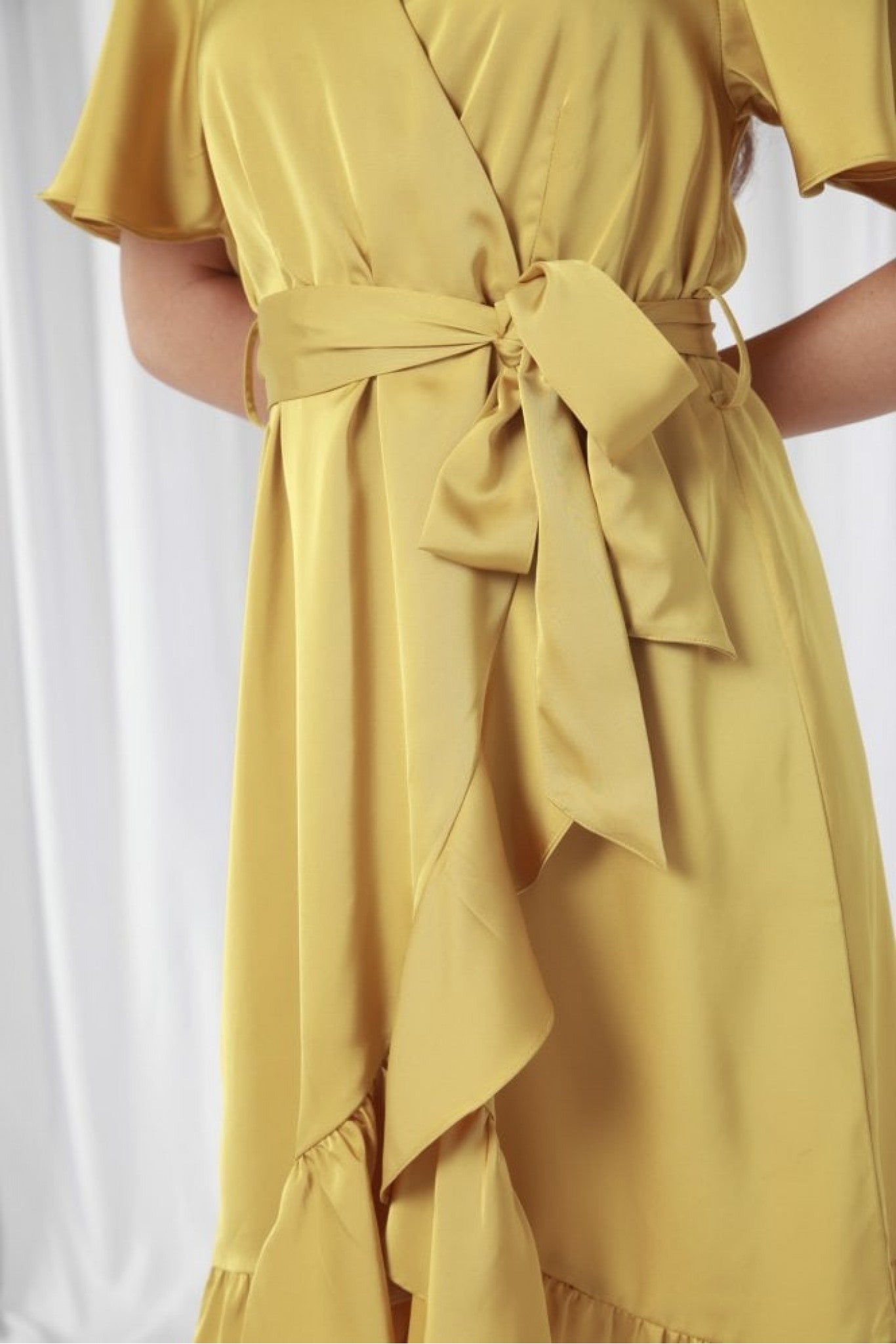 Frill Wrap Dress With Tea Sleeve DR0000188