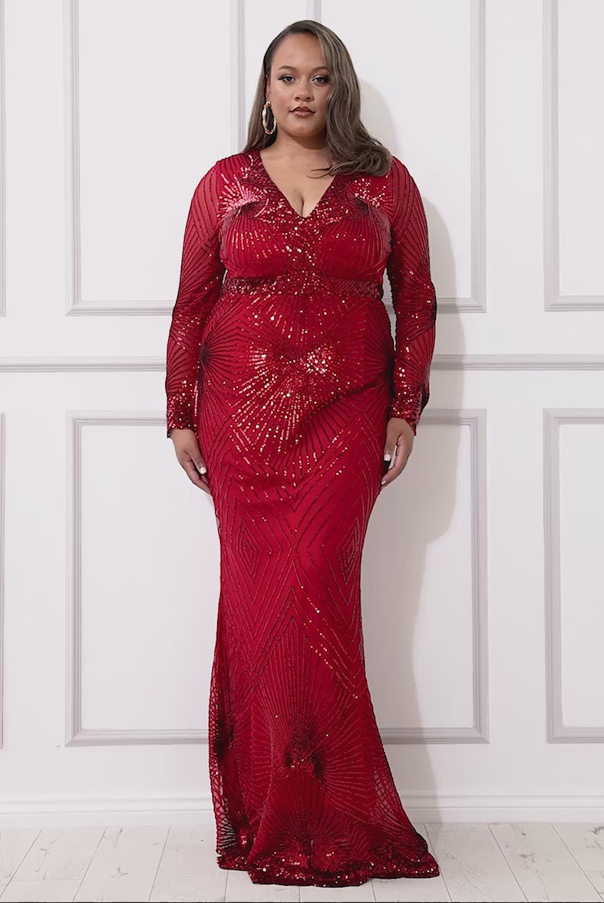 Simple And Elegant - Red Mirror Sequin Midi Dress – DLSB