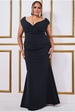 Goddiva Plus Bardot Pleated Maxi Dress - Black