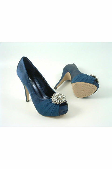 Sabatine Fee 888 Platform Satin Peep Toes- Navy SabatineFEE888