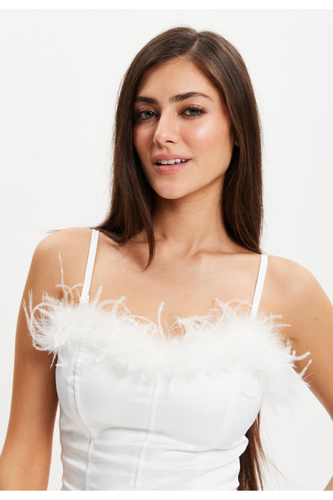 Ostrich Feather Detail Bandeau Top H6-MSL010