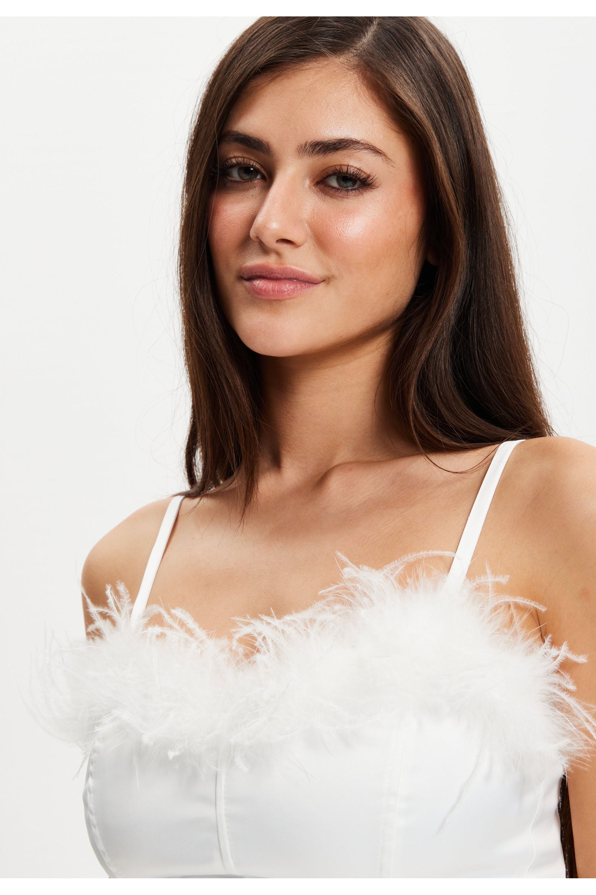 Ostrich Feather Detail Bandeau Top H6-MSL010