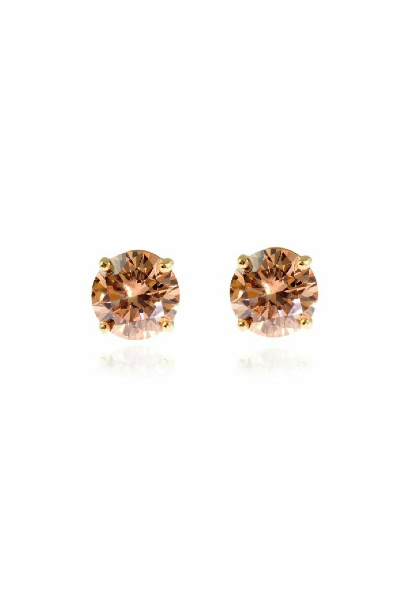 Lana 8mm-Sterling Silver, 18ct Gold Plated Earrings with Champagne CZ Cachet London