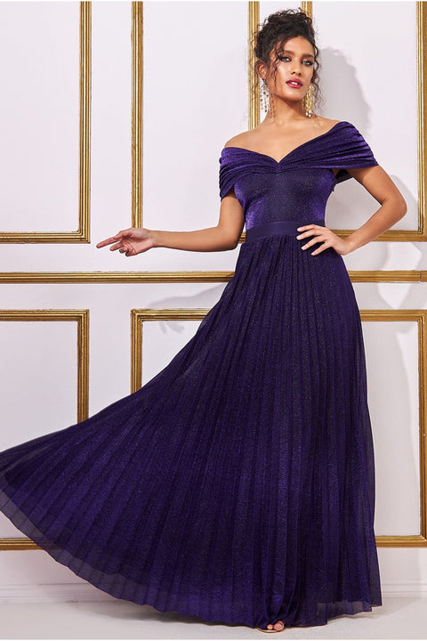 Bardot Pleated Skirt Maxi - Purple DR3096A