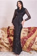 Goddiva Modesty Sequin Wrap Maxi Dress - Black