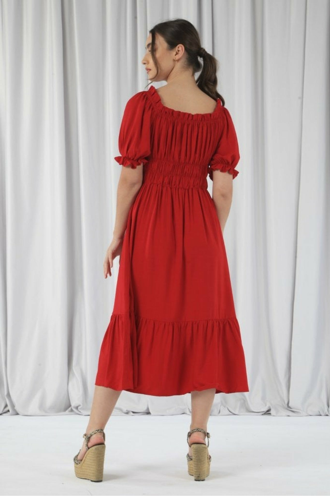 Red Bardot Midi Dress DR0000140