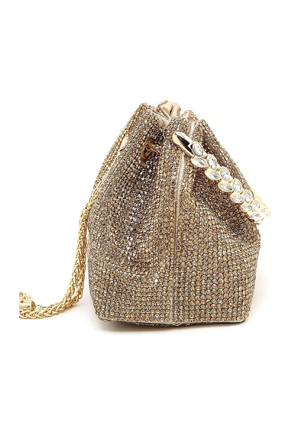 Gold Crystal Mesh Top Handle Evening Bag ALZ2920