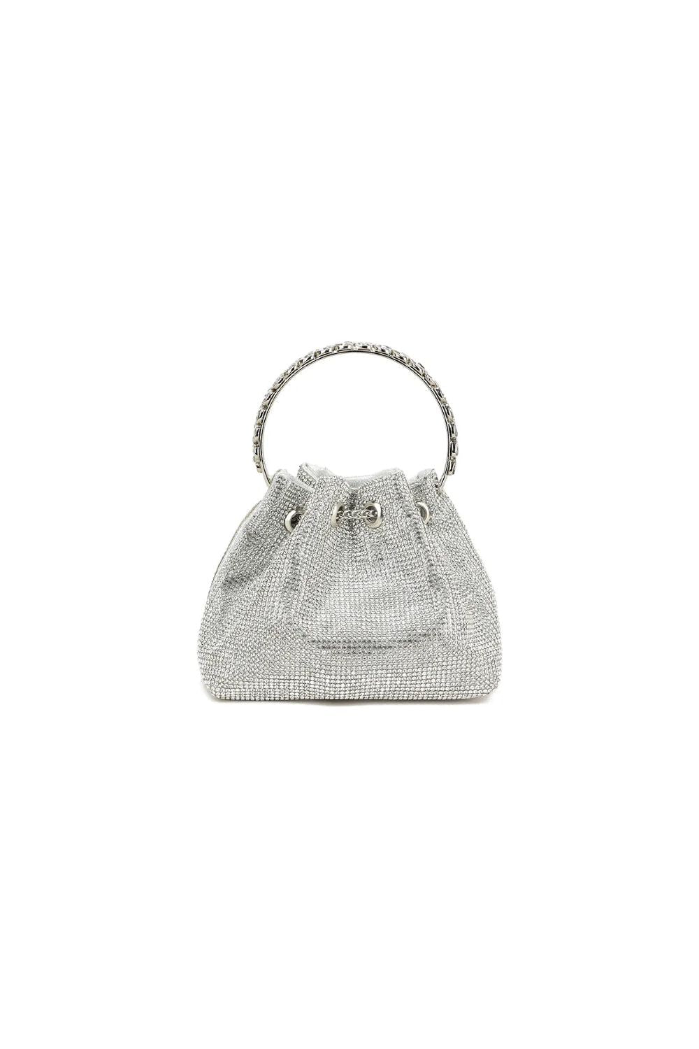 Silver Crystal Mesh Top Handle Evening Bag ALZ2920